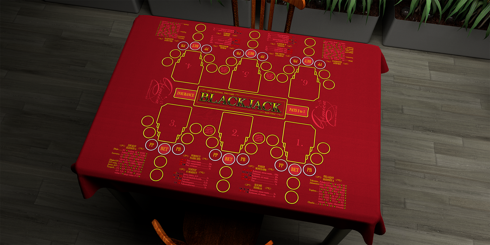 Blackjack | 76x107cm / 30x42in | Finnish | 2-way | 6-slot | red