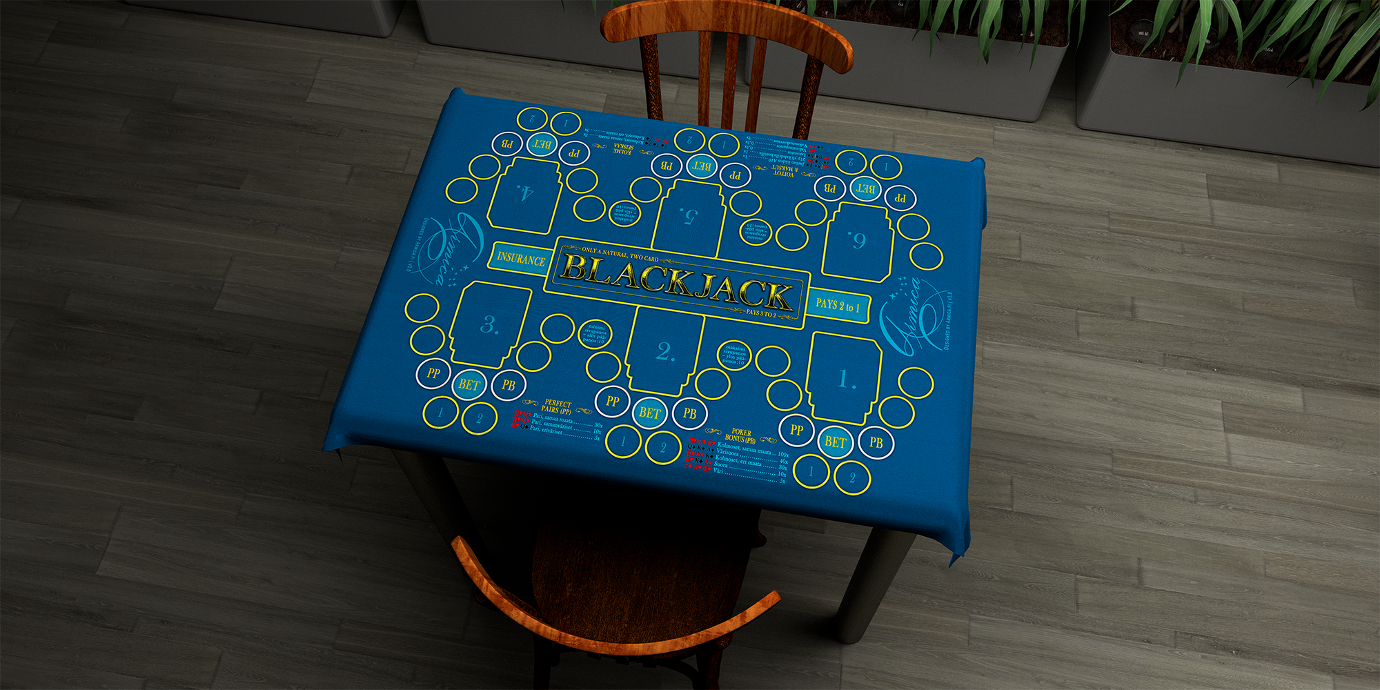 Blackjack | 55x80cm / 22x32in | Finnish | 2-way | 6-slot | blue
