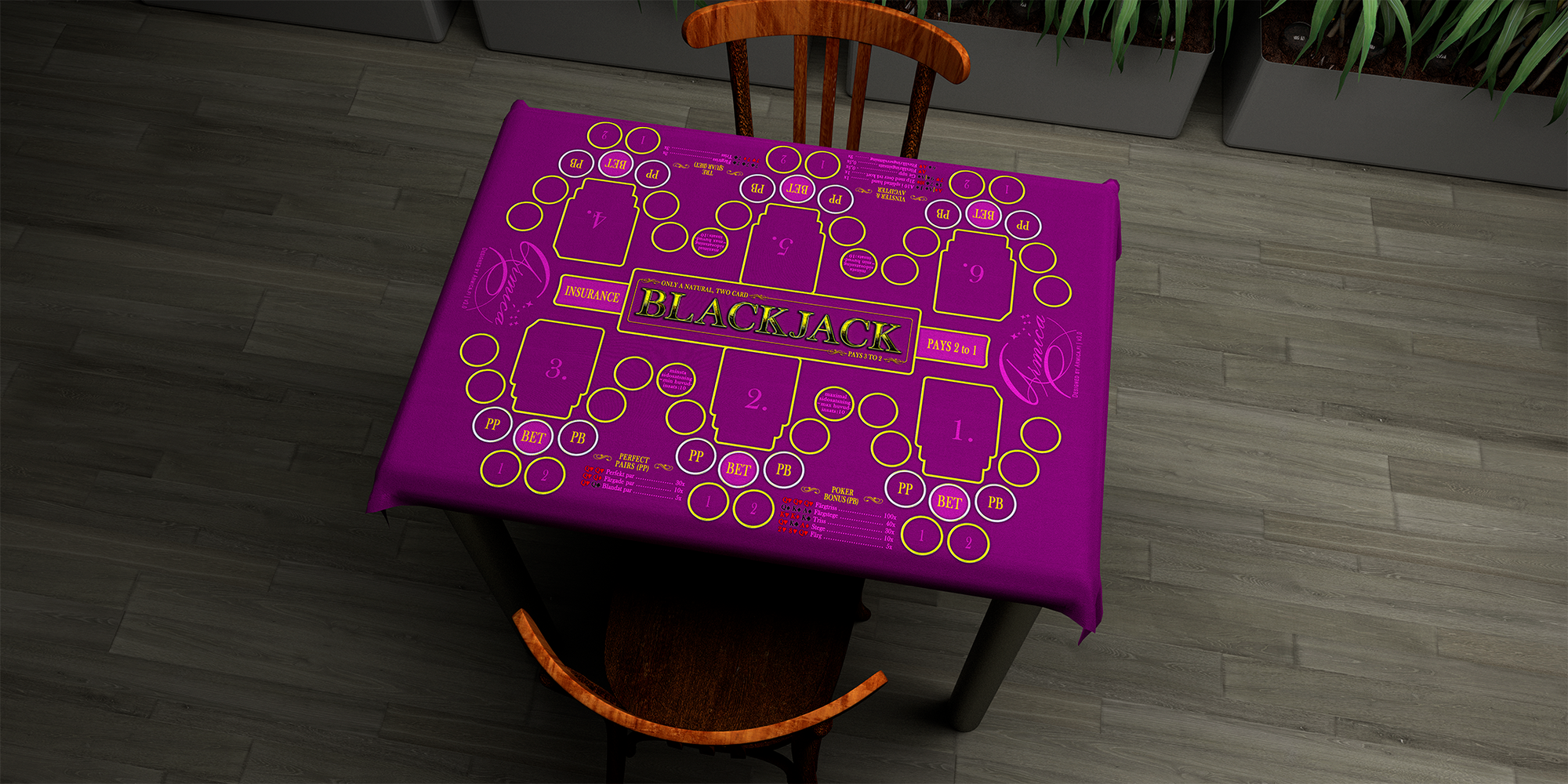 Blackjack | 55x80cm / 22x32in | Swedish | 2-way | 6-slot | red/purple