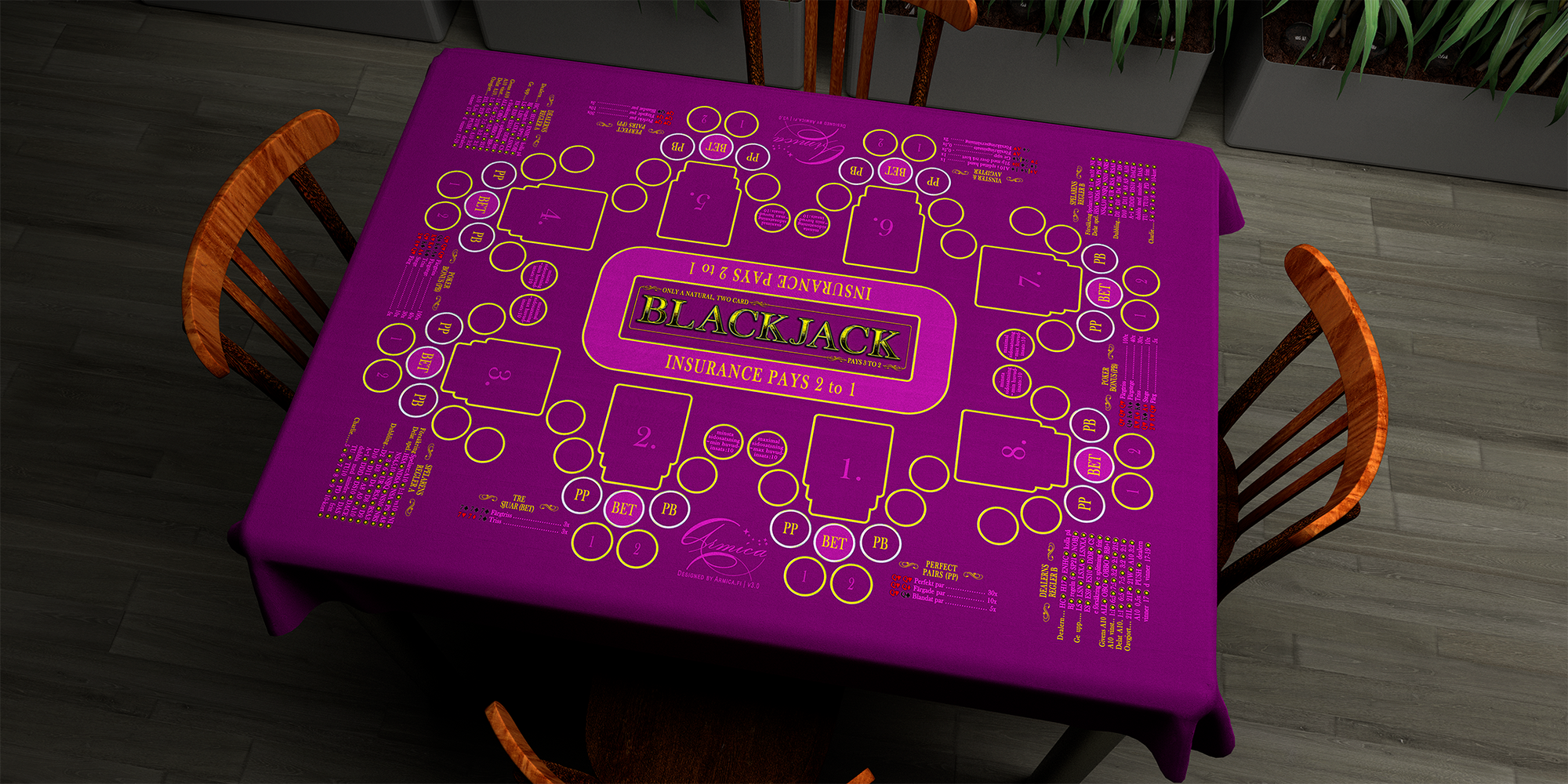 Blackjack | 76x107cm / 30x42in | Swedish | 4-way | 8-slot | red/purple