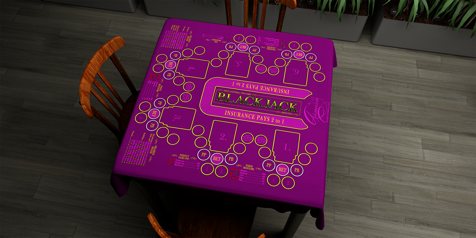 Blackjack | 76x76cm / 30x30in | Swedish | 3-way | 6-slot | red/purple