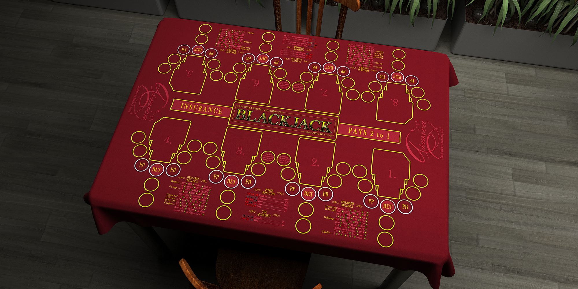 Blackjack | 76x107cm / 30x42in | Swedish | 2-way | 8-slot | red