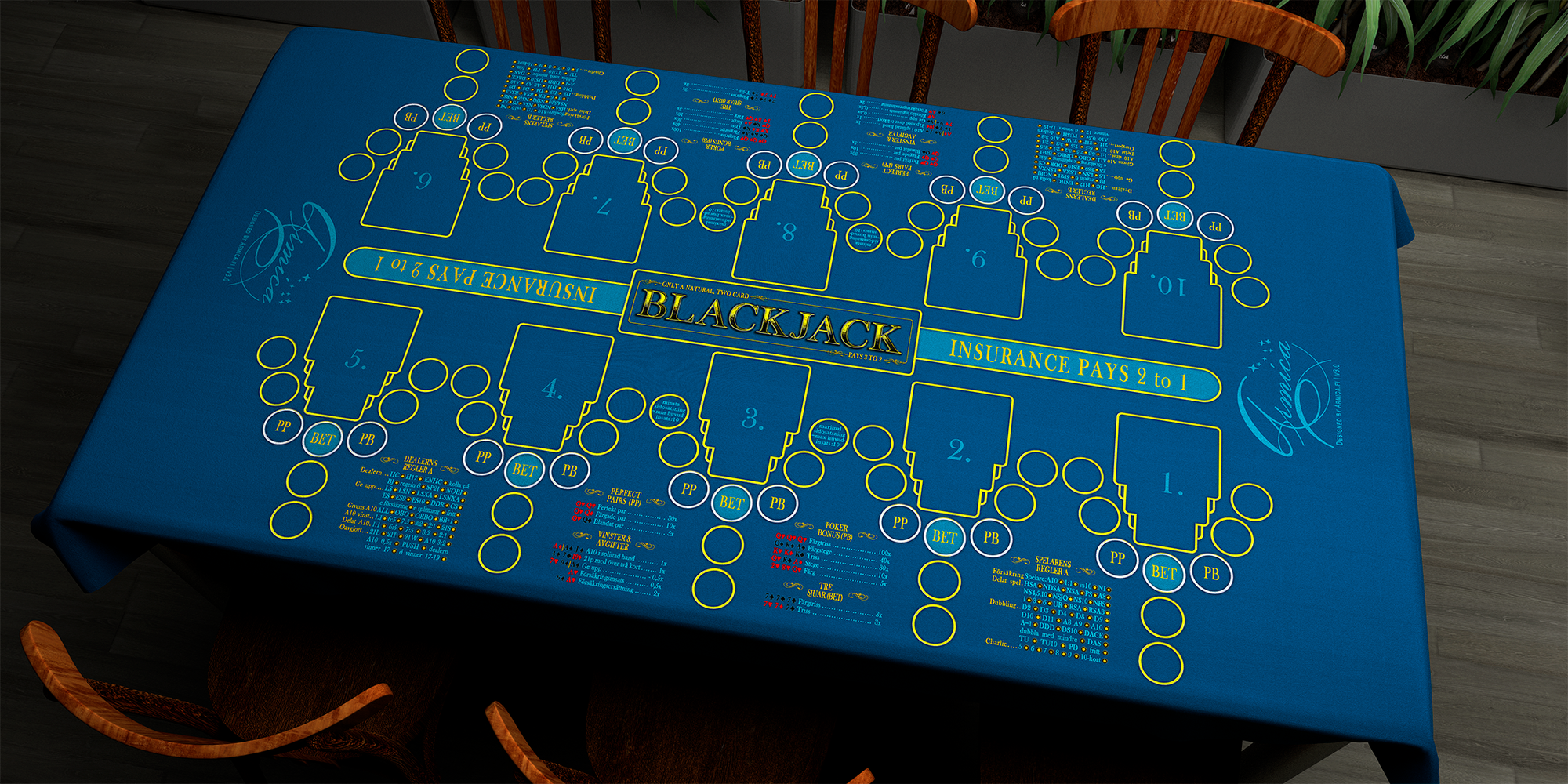 Blackjack | 76x152cm / 30x60in | Swedish | 2-way | 10-slot | blue