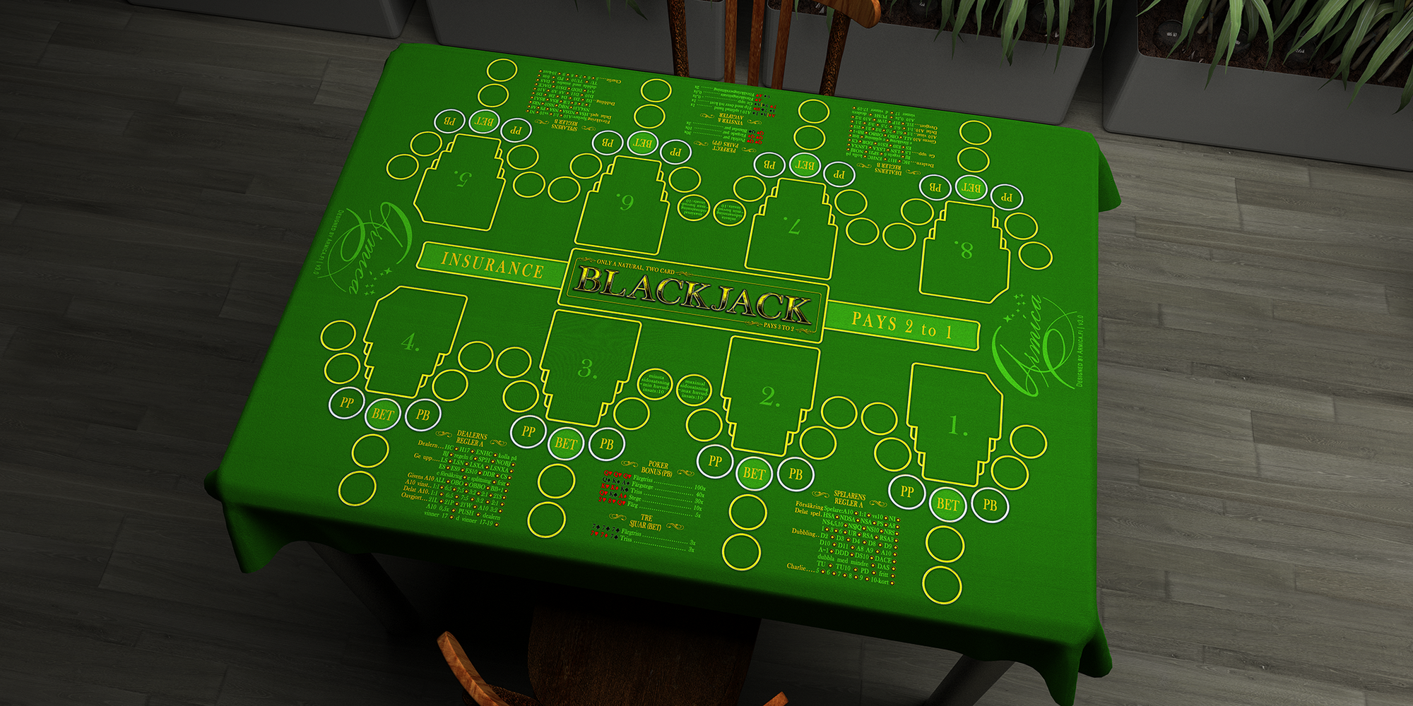 Blackjack | 76x107cm / 30x42in | Swedish | 2-way | 8-slot | green