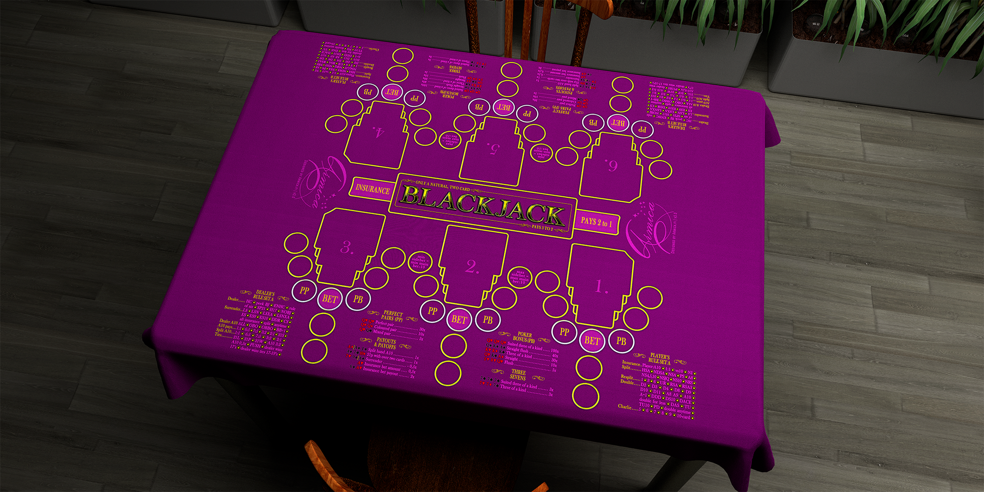Blackjack | 76x107cm / 30x42in | English | 2-way | 6-slot | red/purple