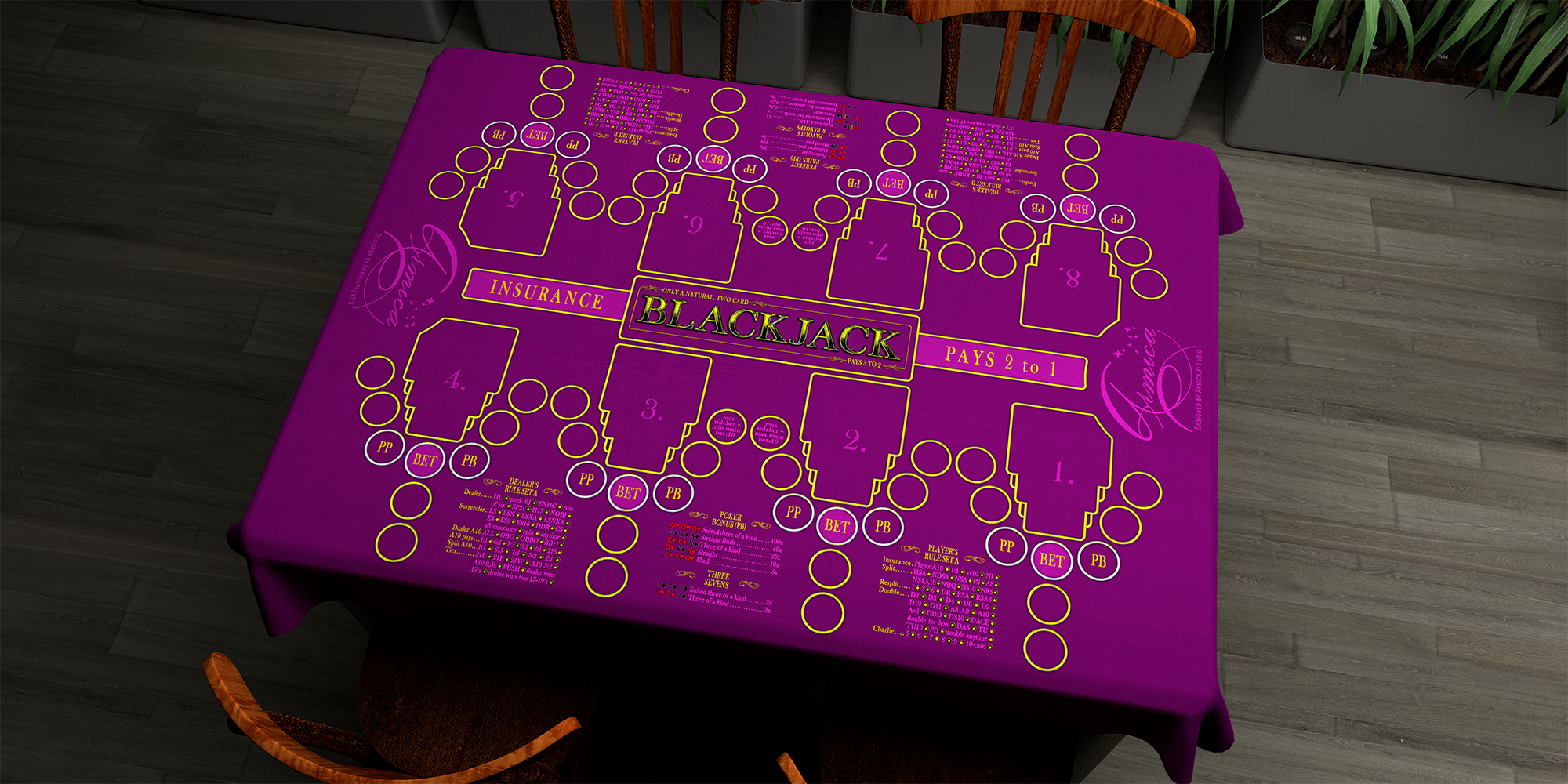 Blackjack | 76x107cm / 30x42in | English | 2-way | 8-slot | red/purple