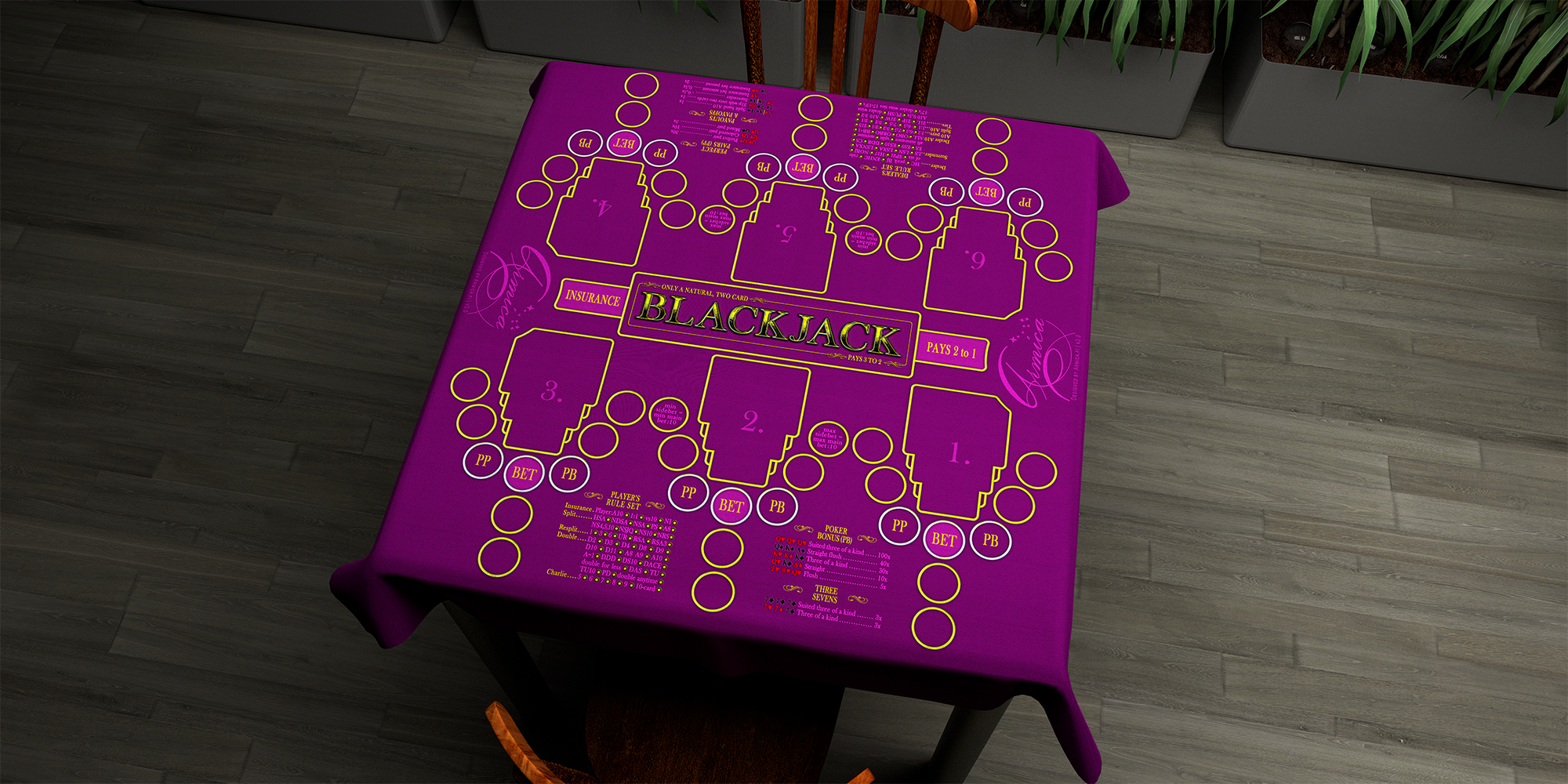 Blackjack | 76x76cm / 30x30in | English | 2-way | 6-slot | red/purple