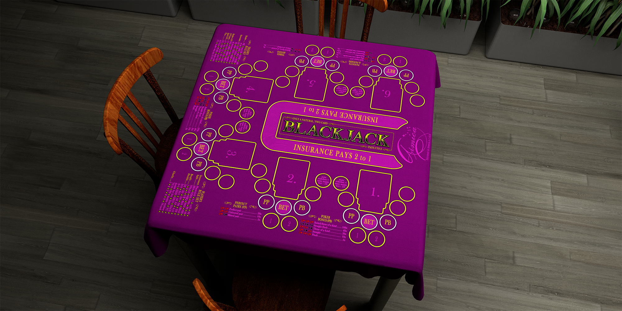 Blackjack | 76x76cm / 30x30in | English | 3-way | 6-slot | red/purple