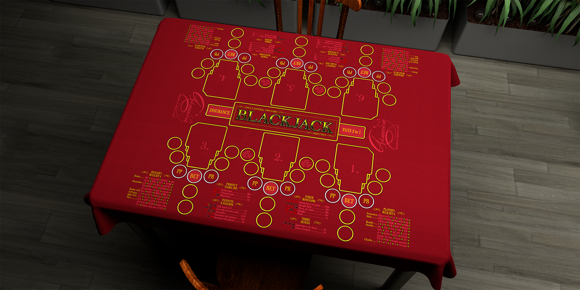 Blackjack | 76x107cm / 30x42in | English | 2-way | 6-slot | red