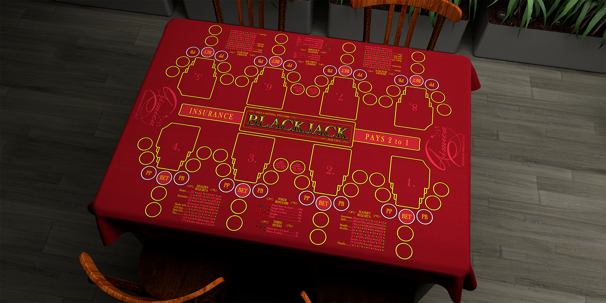 Blackjack | 76x107cm / 30x42in | English | 2-way | 8-slot | red