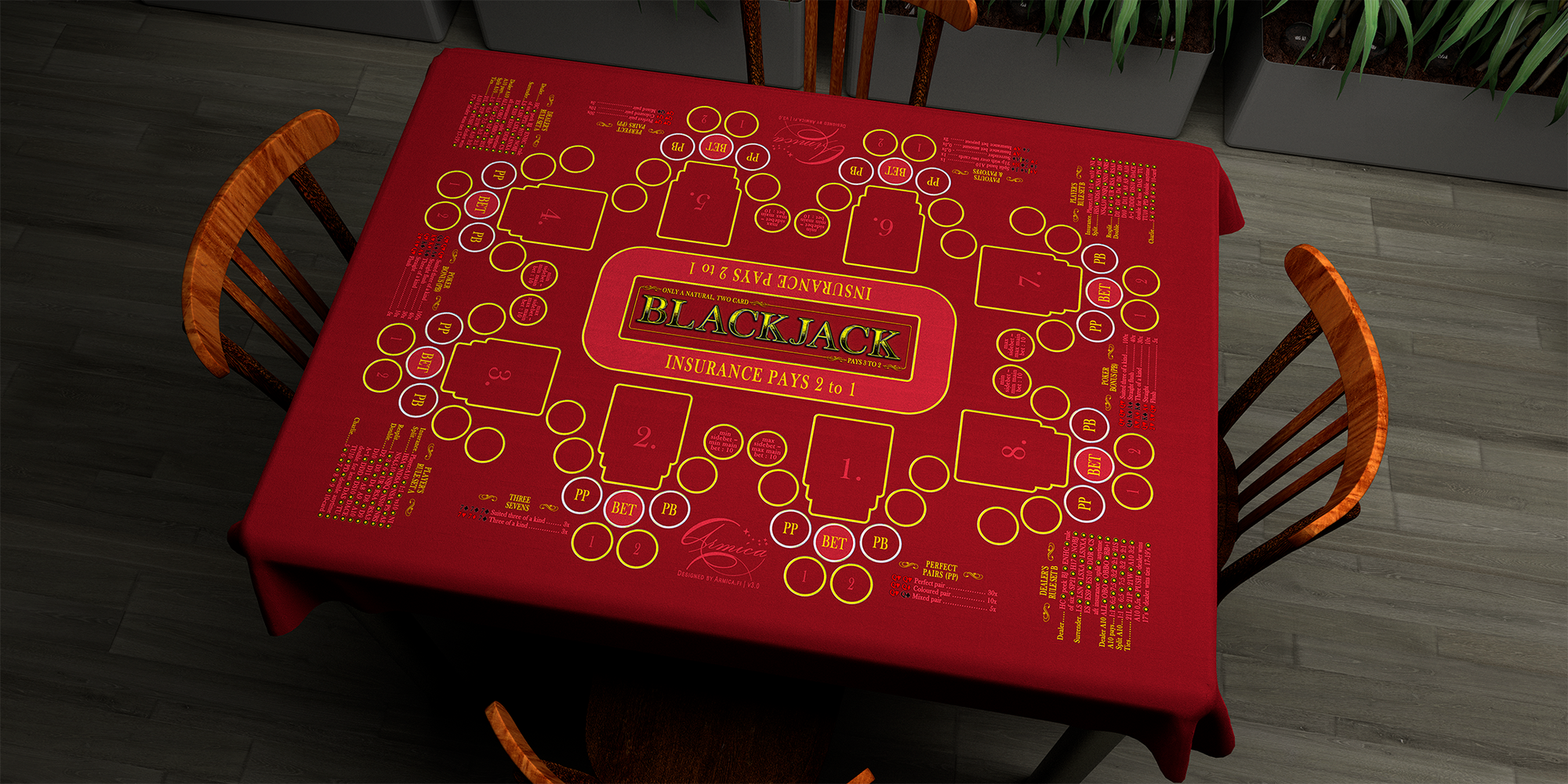 Blackjack | 76x107cm / 30x42in | English | 4-way | 8-slot | red