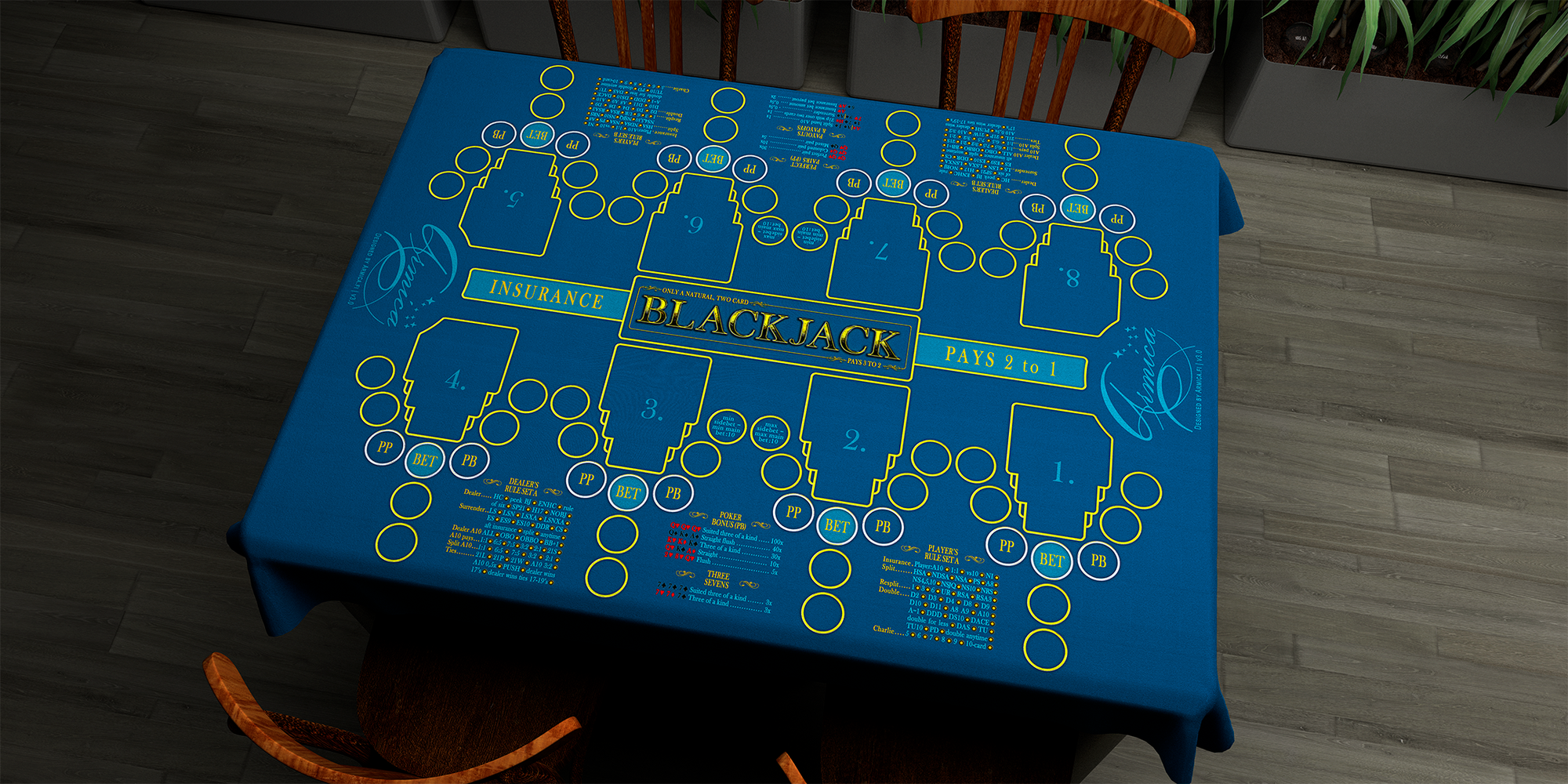 Blackjack | 76x107cm / 30x42in | English | 2-way | 8-slot | blue