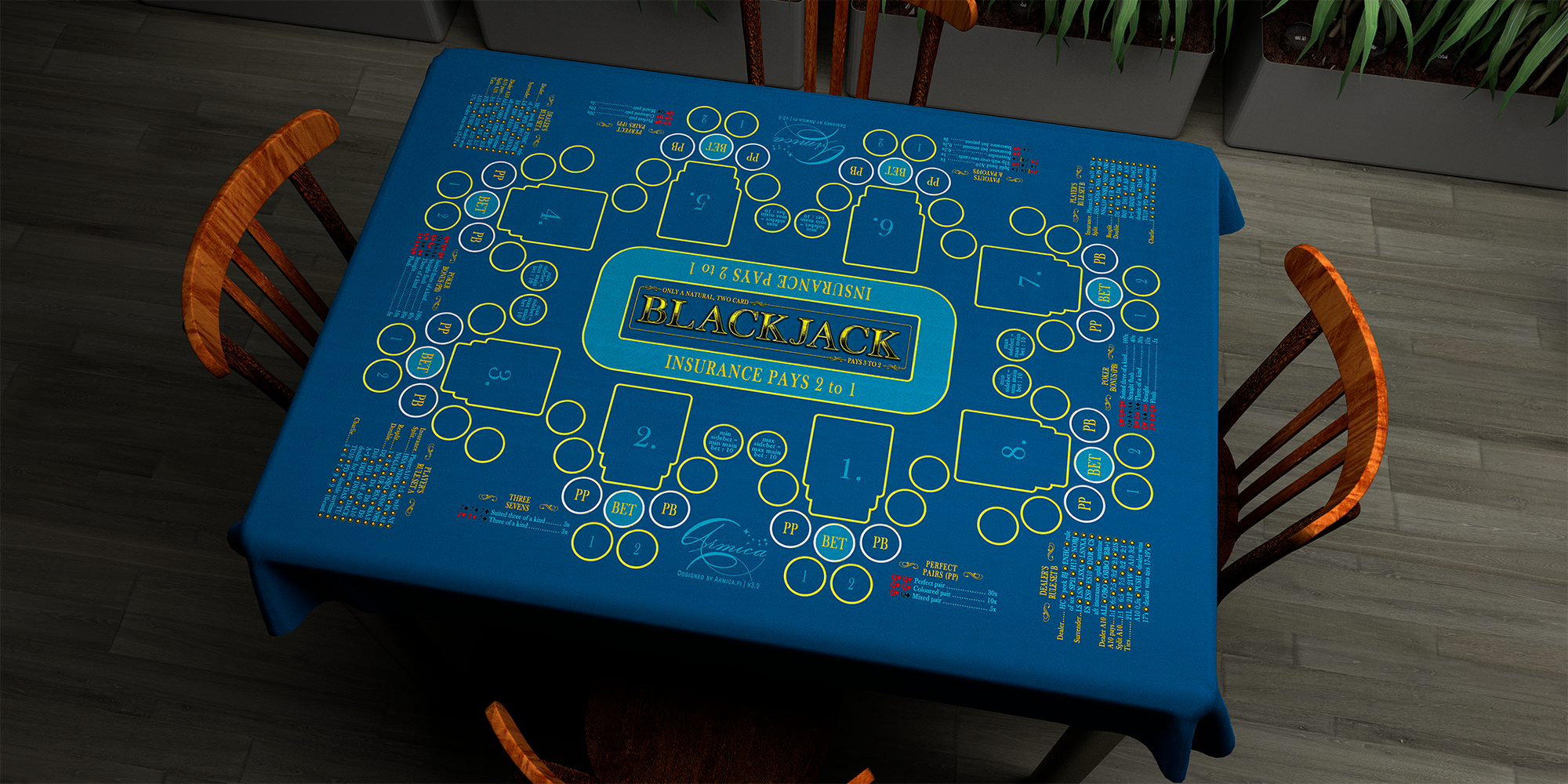 Blackjack | 76x107cm / 30x42in | English | 4-way | 8-slot | blue