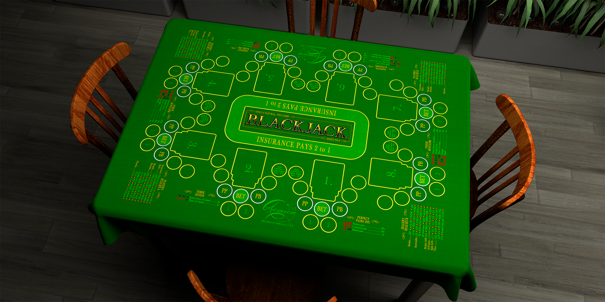Blackjack | 76x107cm / 30x42in | English | 4-way | 8-slot | green