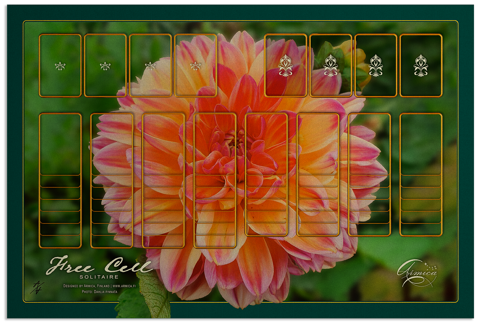 Solitaire | Free Cell | 47x70 cm / 18.5x27.5in | brass | Dahlia pinnata